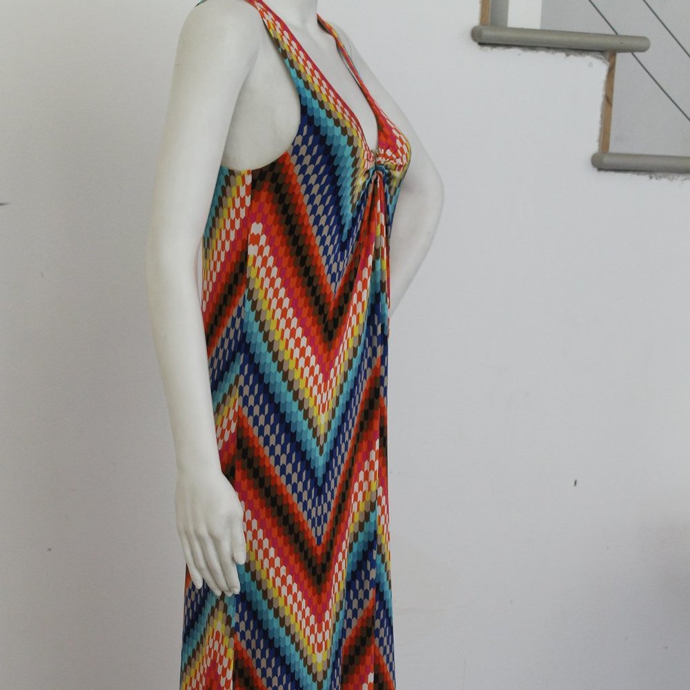 Trina Turk Maxi Dress Rayon Stretch Sleeveless Womens Size 2 Multicolored - Picture 3 of 16